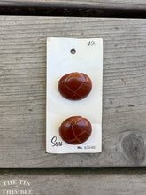 Load image into Gallery viewer, Vintage Brown Leather Buttons - Card of Two - 29mm or 1 1/8 Inch
