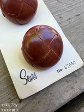 Load image into Gallery viewer, Vintage Brown Leather Buttons - Card of Two - 29mm or 1 1/8 Inch
