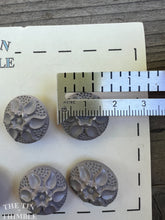 Load image into Gallery viewer, Vintage Gray Plastic Buttons - 19mm (3/4 Inch) - Set of 9 - Floral

