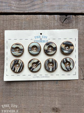 Load image into Gallery viewer, Vintage Brown Plastic Buttons - Card of 8 - 25mm (1 inch) - Faux Tortoise Shell
