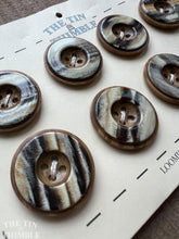 Load image into Gallery viewer, Vintage Brown Plastic Buttons - Card of 8 - 25mm (1 inch) - Faux Tortoise Shell
