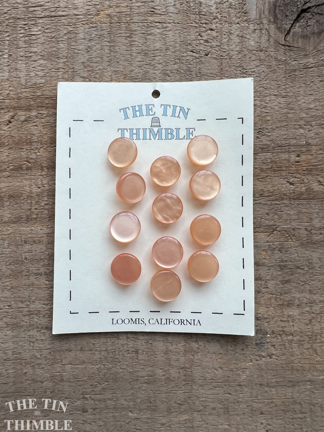 Vintage Peach Plastic Buttons - Card of 12 - 11mm (3/8 inch) - Small Cardigan Buttons for Sweaters
