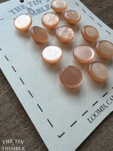 Load image into Gallery viewer, Vintage Peach Plastic Buttons - Card of 12 - 11mm (3/8 inch) - Small Cardigan Buttons for Sweaters
