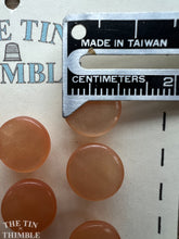 Load image into Gallery viewer, Vintage Peach Plastic Buttons - Card of 12 - 11mm (3/8 inch) - Small Cardigan Buttons for Sweaters
