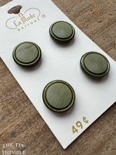 Load image into Gallery viewer, Vintage Dark Green Plastic Buttons - Card of 4 - 15mm (5/8 inch)
