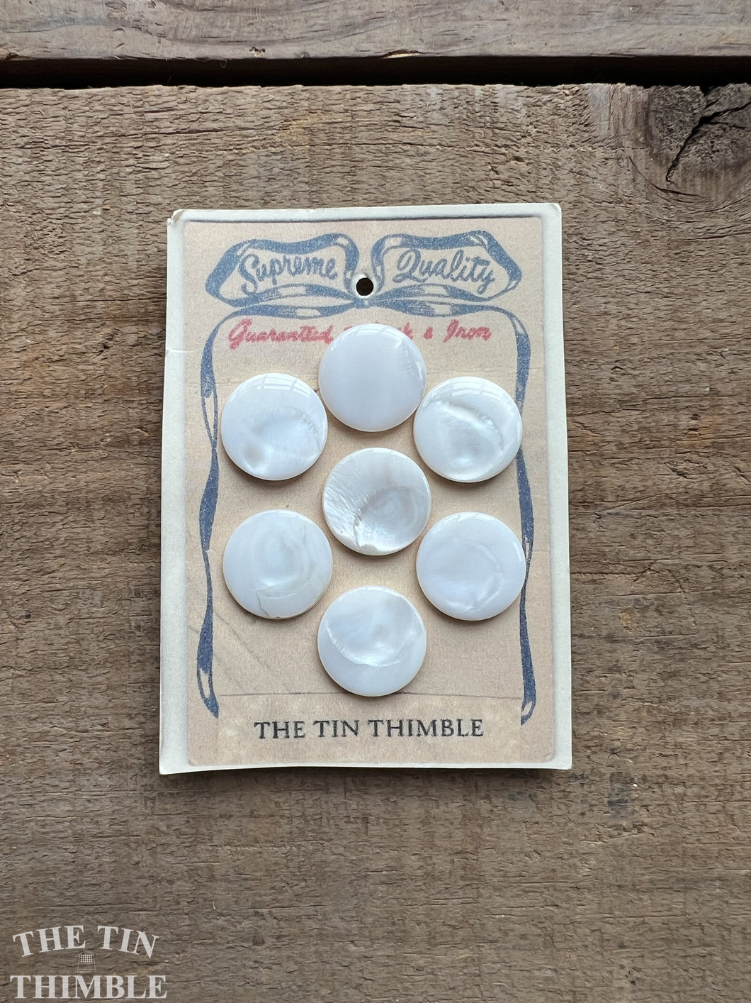 Vintage Mother of Pearl Shank Shell Buttons - Card of 7 - 19mm (3/4 inch)