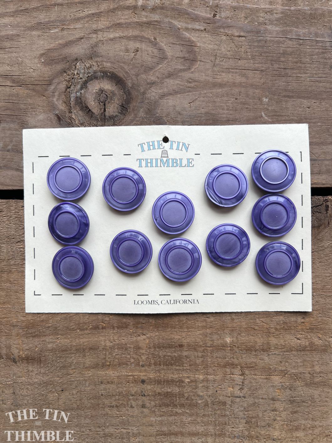 Vintage Purple Plastic Buttons - Card of 12 - 21mm (7/8 inch)