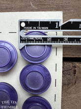 Load image into Gallery viewer, Vintage Purple Plastic Buttons - Card of 12 - 21mm (7/8 inch)
