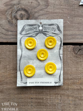 Load image into Gallery viewer, Vintage Yellow Plastic Buttons - Card of Five - 20mm (3/4 inch)

