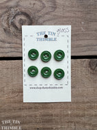 Vintage Glass Shirt Buttons - Set of 6 Green Glass Buttons - 15mm (5/8 Inch)