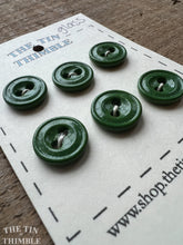 Load image into Gallery viewer, Vintage Glass Shirt Buttons - Set of 6 Green Glass Buttons - 15mm (5/8 Inch)

