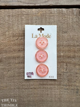 Load image into Gallery viewer, Vintage 'La Mode' Peach Plastic Buttons - Set of 2 - 20mm (3/4 Inch) - On Original Card
