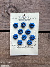 Load image into Gallery viewer, Vintage Cobalt Blue Unique Plastic Buttons - 12mm (1/2 Inch) - Set of 10  Diamond Texture Blue Buttons

