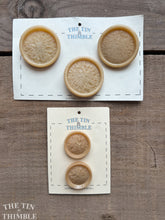 Load image into Gallery viewer, Vintage Beige Textured Plastic Buttons - 45mm (1 3/4 Inch) OR 28mm (1 1/8 Inch) - Card of 2 or 3 - Interesting Shank Buttons
