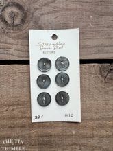 Load image into Gallery viewer, Vintage Mother of Pearl Shell Shirt Buttons - 15mm (5/8 Inch) - Set of 6 - Streamline Genuine Pearl Buttons on Original Card - Mid Century
