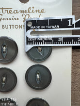 Load image into Gallery viewer, Vintage Mother of Pearl Shell Shirt Buttons - 15mm (5/8 Inch) - Set of 6 - Streamline Genuine Pearl Buttons on Original Card - Mid Century
