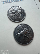Load image into Gallery viewer, Vintage Norwegian Pewter Moose Buttons - Scandinavian Silver Button for Sweaters and Knitwear - 20mm
