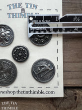 Load image into Gallery viewer, Vintage Norwegian Pewter Buttons - Scandinavian Silver Button for Sweaters and Knitwear - Set of 6
