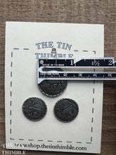 Load image into Gallery viewer, Vintage Norwegian Pewter Buttons - Scandinavian Silver Reindeer Buttons for Sweaters and Knitwear - Set of 2
