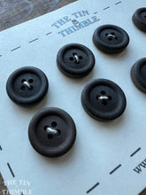 Load image into Gallery viewer, Vintage Dyed Wood Buttons - Set of 8 Black Wood 4-Hole Buttons -  17mm (3/4  Inch)
