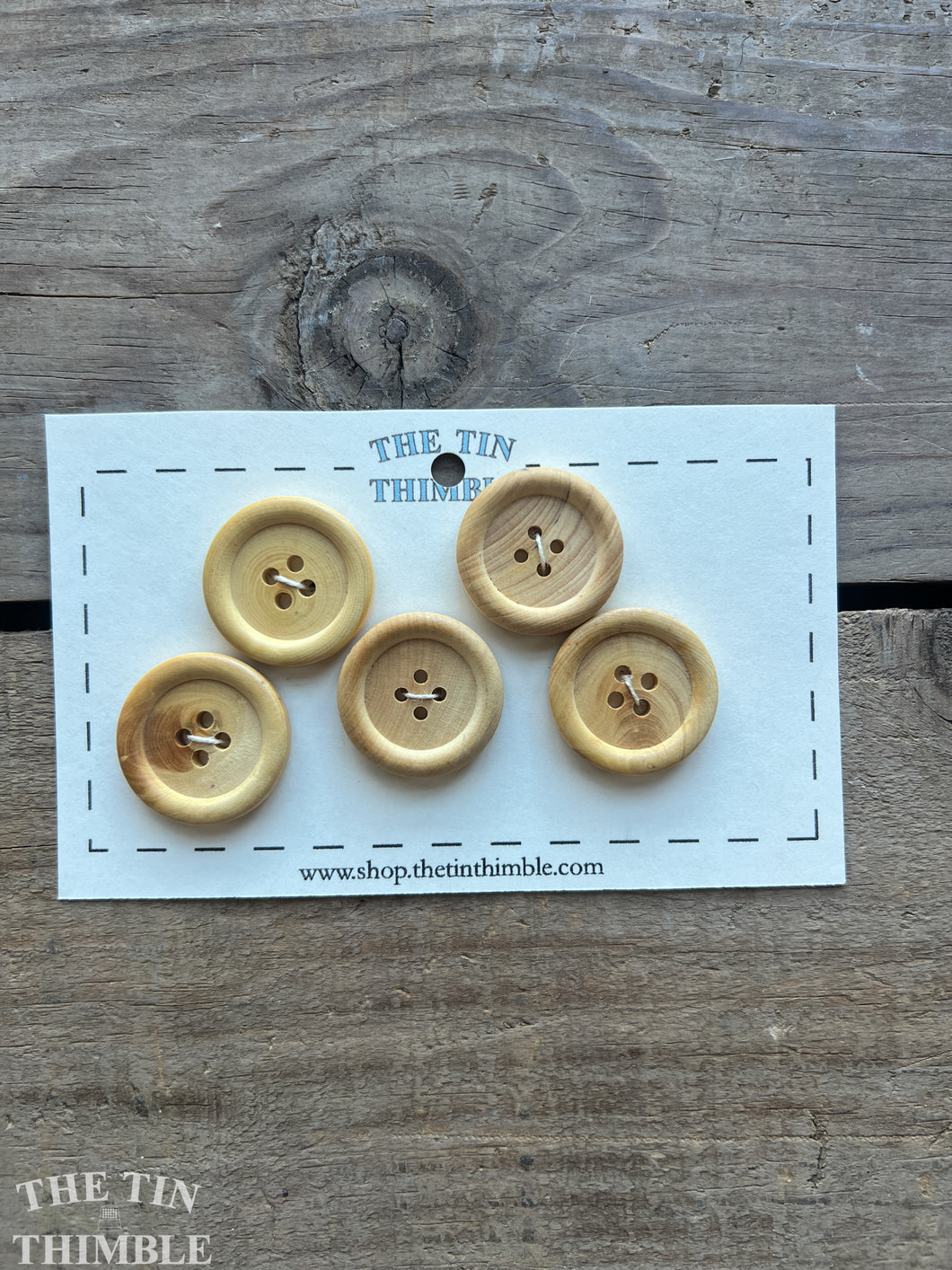 Vintage Wood Buttons - Set of 5 Classic Wood Buttons - 23mm (1 1/8 Inch)