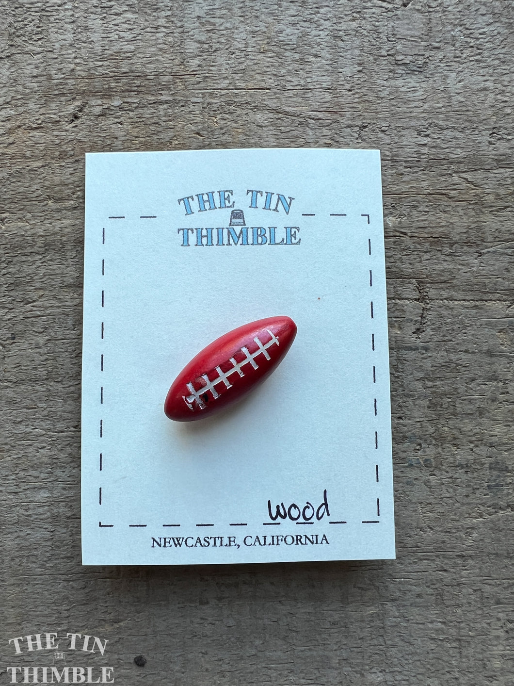 Vintage Wood Football Toggle Closure - Single - 31mm x 13mm