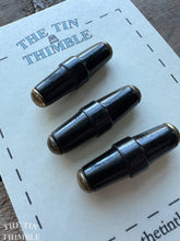Load image into Gallery viewer, Vintage Toggle Closures - Set of 3 - 30mm (1 1/4 Inches) x 10mm - Black &amp; Brass
