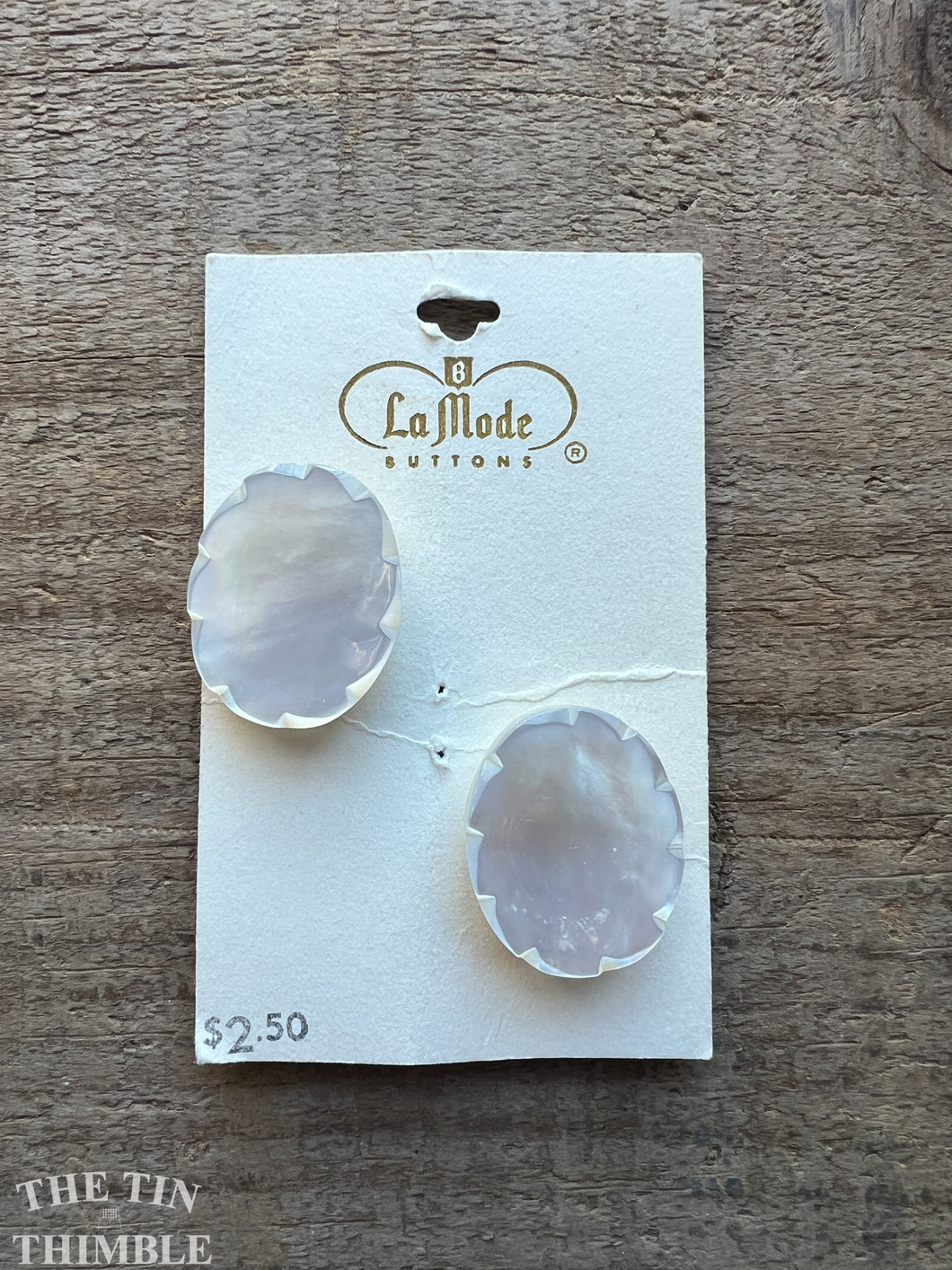 Vintage Mother of Pearl Buttons - 25mm x 20mm - Set of 2 - La Mode Made in Italy