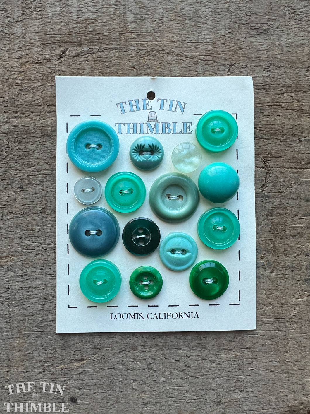 Vintage Green and Blue Plastic Buttons - Mixed Lot - Card of 15 - Coordinating Vintage  Buttons