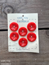 Load image into Gallery viewer, Vintage Red Plastic Buttons - 22mm (7/8 Inch) - Set of 6 - Bright Red Vintage Buttons (Copy)
