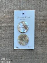Load image into Gallery viewer, Vintage Mother of Pearl Buttons - 28 mm - Set of 2 - Genuine Pearl Brand on Original Carrd
