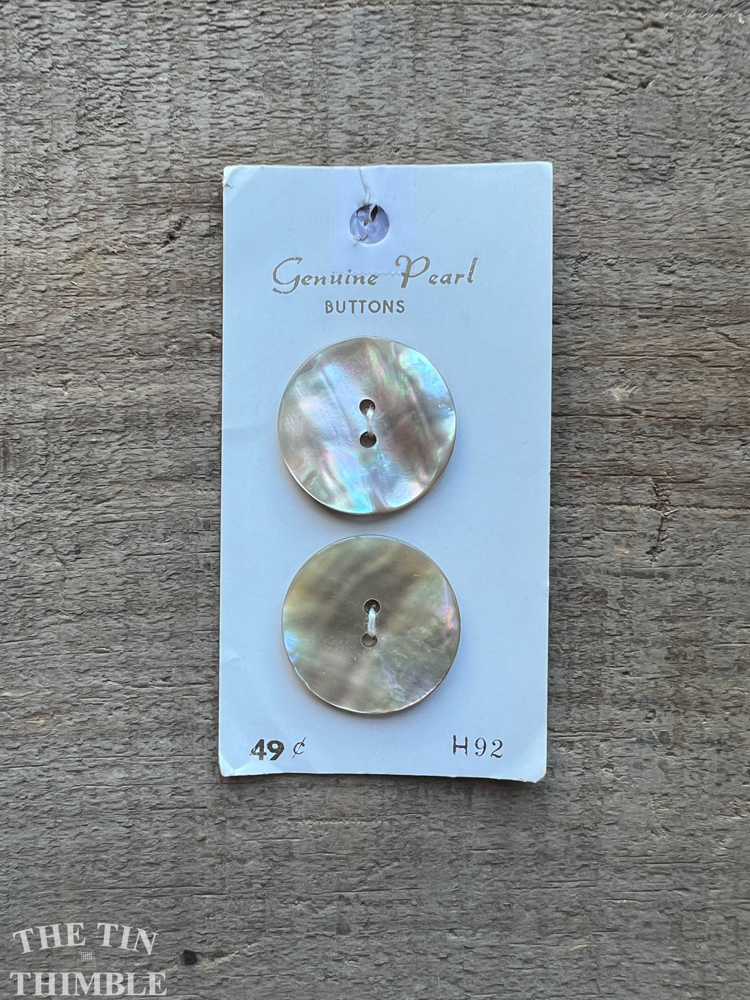 Vintage Mother of Pearl Buttons - 28 mm - Set of 2 - Genuine Pearl Brand on Original Carrd