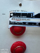 Load image into Gallery viewer, Authentic Vintage Red with Gold Trim Molded Glass Buttons - Card of Four or Three - 19mm or 23mm
