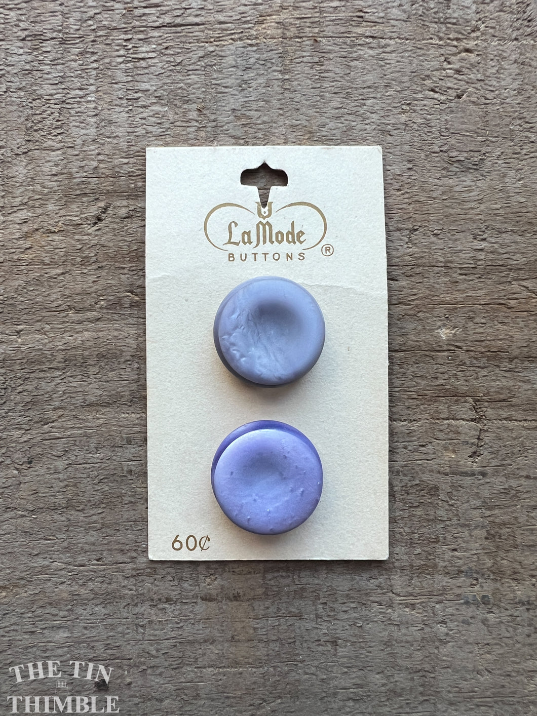Vintage Plastic Satin Purple Buttons - Card of 2 - La Mode Mid Century Buttons - 21mm (7/8 inch)
