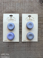Load image into Gallery viewer, Vintage Plastic Satin Purple Buttons - Card of 2 - La Mode Mid Century Buttons - 21mm (7/8 inch)
