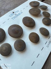 Load image into Gallery viewer, Authentic Vintage Tagua Buttons - Card of 12 - 23mm (1/2 Inch) and 15mm (5/8 Inch) - 1920s Vegetable Ivory
