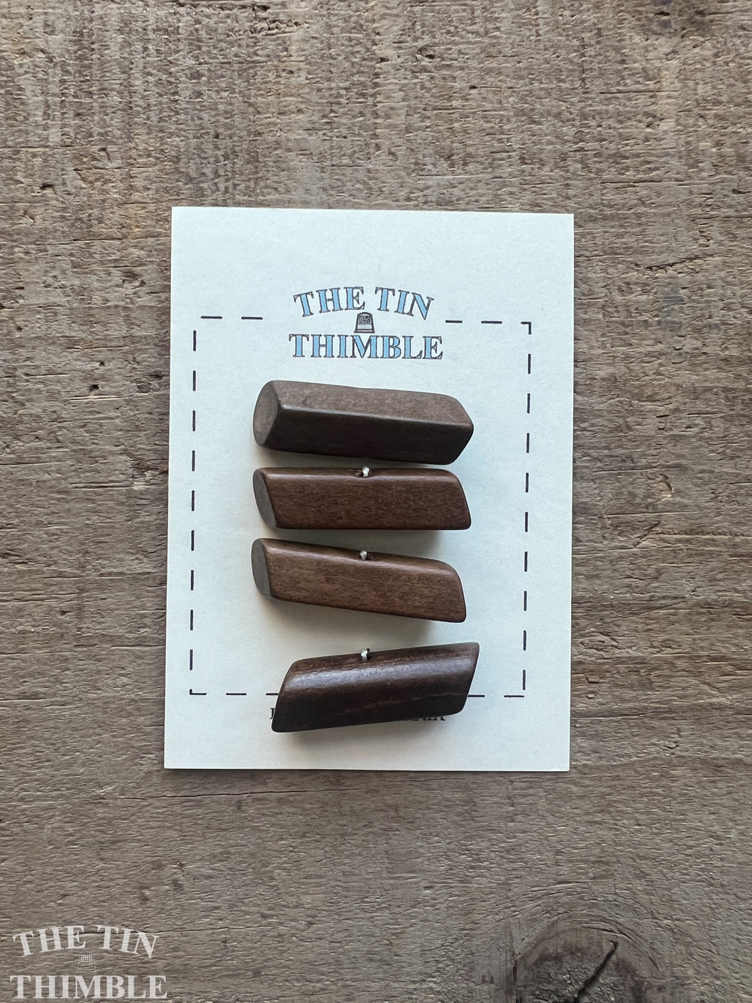 Vintage Wood Toggle Closure - Set of 4 Rhombus Wood Toggles - 38mm (1 1/2 Inch)