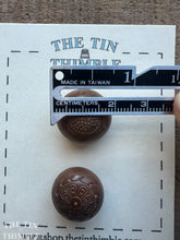 Load image into Gallery viewer, Vintage Carved Wood Buttons - Set of 2 Carved Wood Buttons - 18mm (3/4 Inch)
