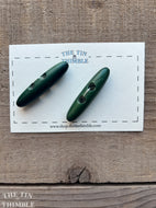 Vintage Wood Toggle Closure - Set of 2 Green Wood Toggles - 65mm (2 1/2 Inch)