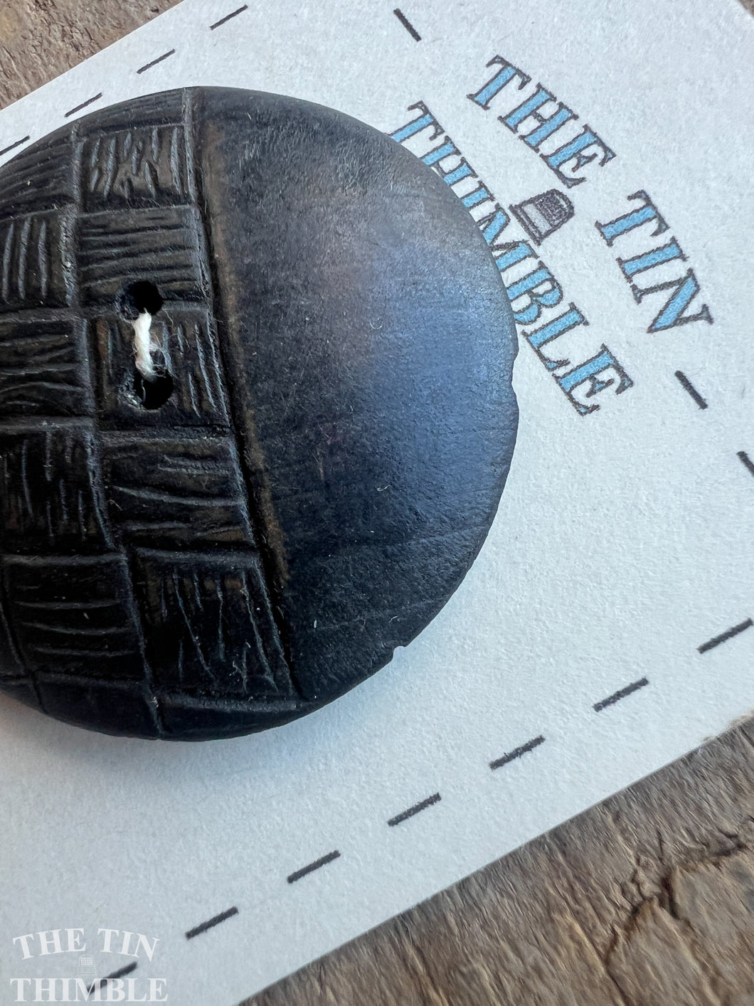 Vintage Carved Wood Button - Black Wood Button - 45mm (1 3/4 Inch)