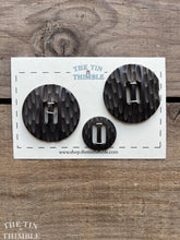 Load image into Gallery viewer, Vintage Wood Carved Buttons - Set of 3 Wood Buttons - 50mm (1 7/8 Inch) &amp; 30mm (1 1/4 Inch)
