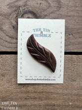 Load image into Gallery viewer, Carved Leaf Button - Vintage Wood Button -60mm long x 20mm wide
