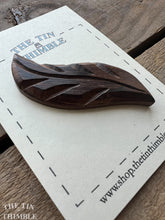 Load image into Gallery viewer, Carved Leaf Button - Vintage Wood Button -60mm long x 20mm wide
