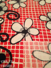 Load image into Gallery viewer, Border Print Fabric Hawaiian Polynesian Red Black White - 2 Yards - Fabric Yardage / Vintage Yardage / Cotton Fabric / 1970s Fabric
