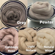 Load image into Gallery viewer, Glacier Gray Merino Wool Roving / 21.5 micron -1 oz- Nuno Felting / Wet Felting / Felting Supplies / Needle Felting / Fiber Supply
