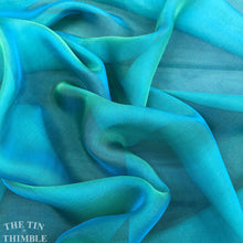 Load image into Gallery viewer, Iridescent Silk Chiffon Fabric by the Yard / Great for Nuno Felting / 54&quot; Wide / Peacock - 1 7/8 Yards CUT
