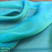 Load image into Gallery viewer, Iridescent Silk Chiffon Fabric by the Yard / Great for Nuno Felting / 54&quot; Wide / Peacock - 1 7/8 Yards CUT
