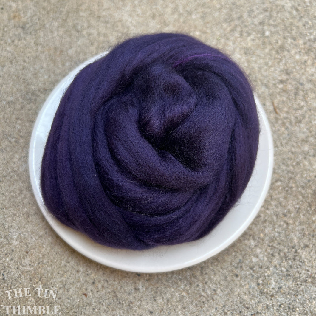 Blackberry Superfine Merino Wool Roving - 1 oz - 19 Micron Purple Roving for Felting or Weaving