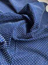 Load image into Gallery viewer, Dotted Swiss Fabric - Vintage 1960s Raised Dotted Swiss Piece in Navy Blue and White - Cotton - By the Yard x 34&quot; Wide
