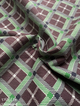 Load image into Gallery viewer, Authentic Vintage Green and Brown Plaid Cotton - By the Yard - 34&quot; Wide - 1930s or 1940s
